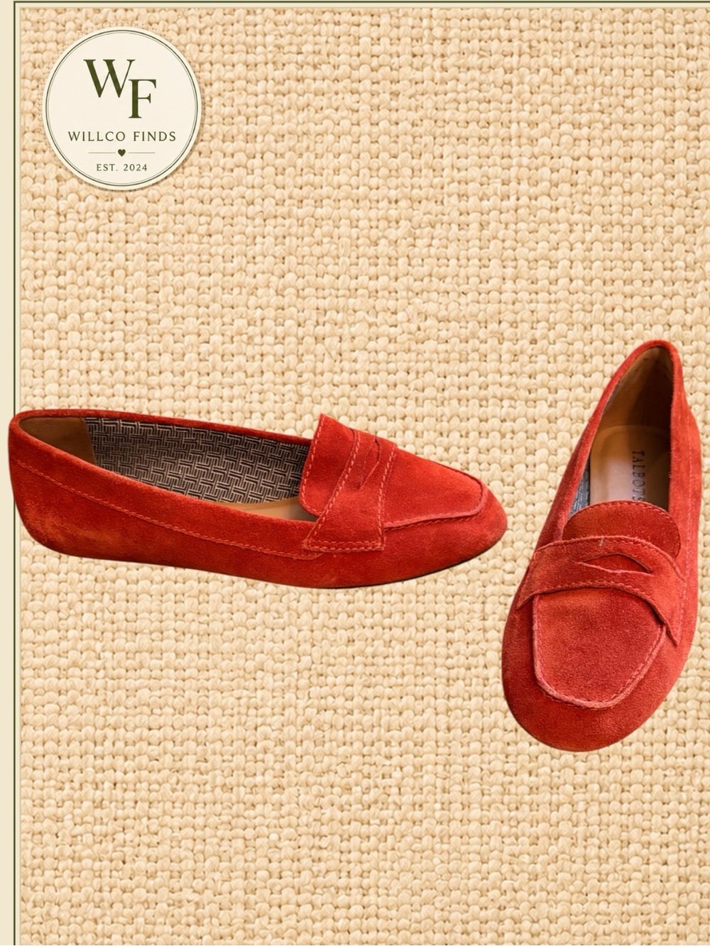 Talbots Women’s 7M Rust Red Suede Penny Loafers Leather Slip On Flats